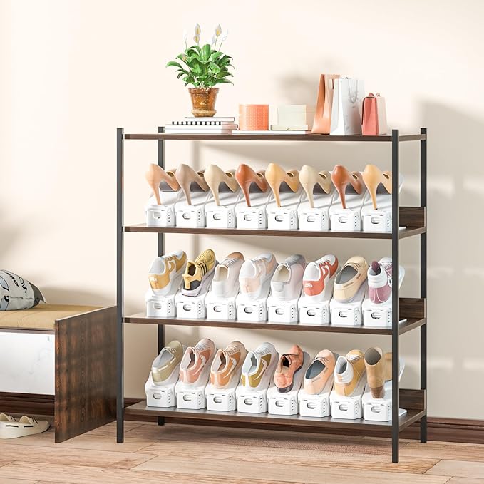 Neprock Shoes Slots Organizer for Closet, Shoe Rack Organizador De Zapatos for Closet Organization, Shoe Slots Organizer Shoe Storage Shoe Holder Space Saver for Entryway(12 Pack)(White) - Image 7