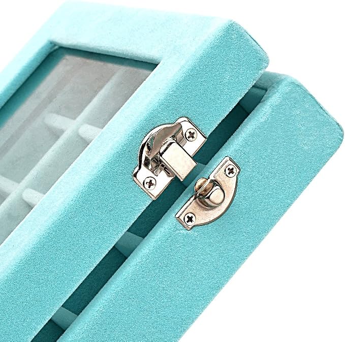 24 Grids Velvet Glass Ring Earrings Jewelry Box Earrings Organiser Storage Holder Display Case - Image 6