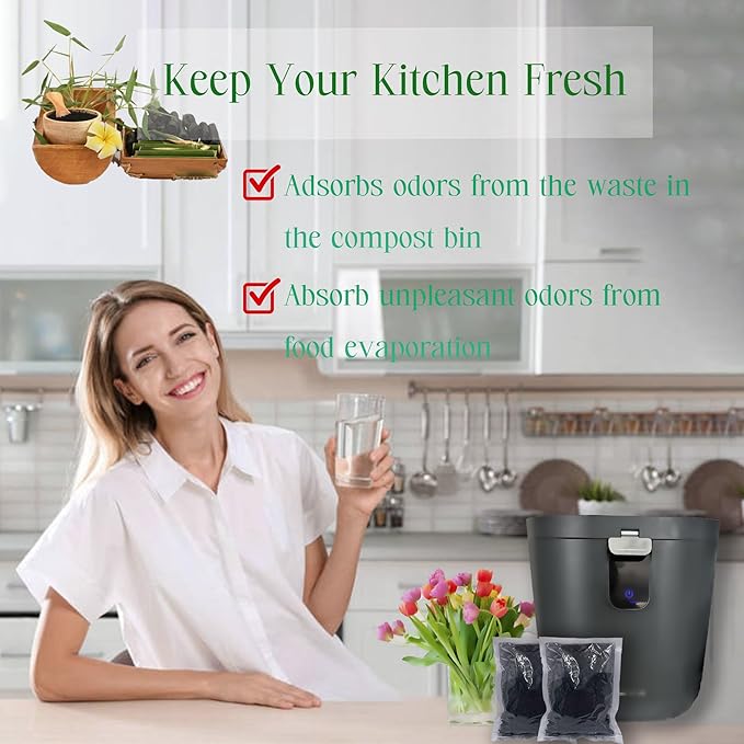 PurifyLogix 1.6 Pounds Activated Charcoal Filter Refill for FoodCycler Kitchen Waste Composters, Odor-Absorbing Replacement Carbon Compatible with Eco 5 FoodCycler Indoor Electric Composter(2PCS) - Image 6