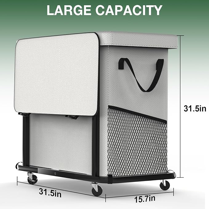 60 Gal(230L) High Grade Large Laundry Basket with Wheels, Rolling Laundry Hamper, Laundry Cart with Metal Frame and Removable Bag Design, Suitable for Laundry Room,Bedroom (White, 3 Section 230L) - Image 6