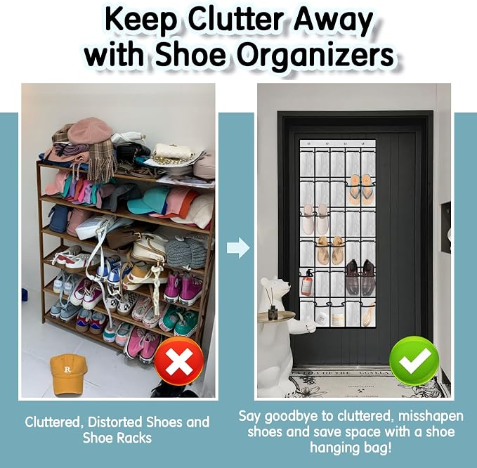 Kotkn Over the Door Shoe Organizer with 30 Breathable Mesh Pockets - Large Capacity Closet Storage for Men & Women, Hanging Shoe Rack Organizer (White) - Image 7