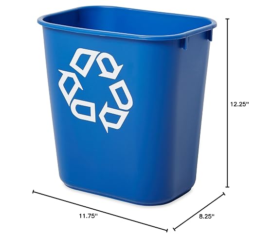 Rubbermaid Commercial Deskside Recycling Container, 3.4-Gallon, Blue, Small, Plastic, for Bedroom/Bathroom/Office, Fits Under Desk/Sink/Cabinet, Pack of 12 - Image 2