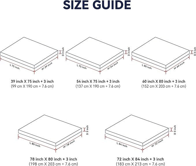 3 Inch White Goose Feather Mattress Topper,Full Feather Bed Topper,Mattress Cover with Straps,Ultra Soft Pillowtop,100% Cotton Fabric(54”x75”)