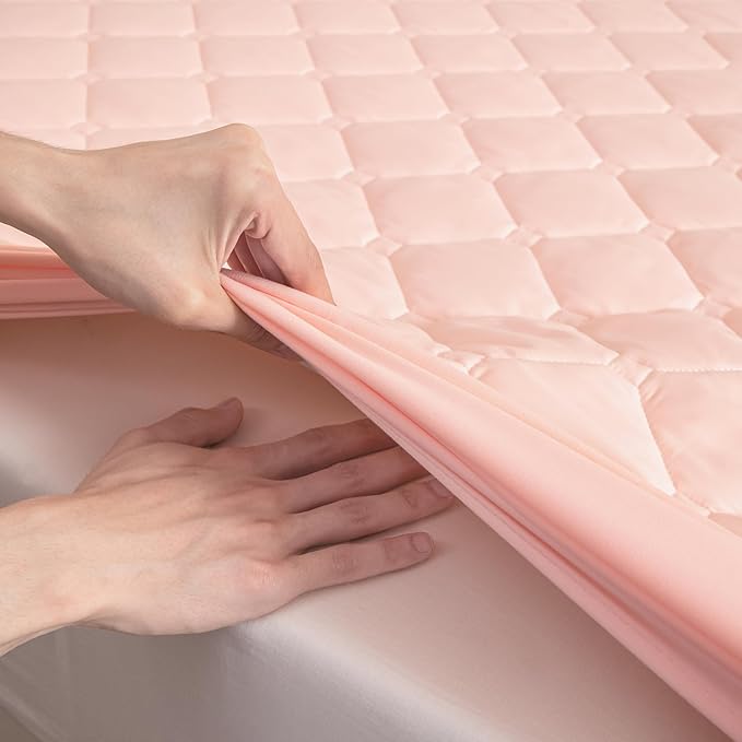 Queen Mattress Protector Waterproof, 18" Deep Pocket Mattress Cover - Lab Tested Leakproof, Oeko-TEX Certified, Breathable & Noiseless, Machine Washable,Queen Fitted Sheet Only (Pink)