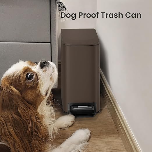 Cesun Small Bathroom Trash Can with Lid Soft Close, Step Pedal, 6 Liter / 1.6 Gallon Stainless Steel Garbage Can with Removable Inner Bucket, Anti-Fingerprint Finish (Brown) - Image 7