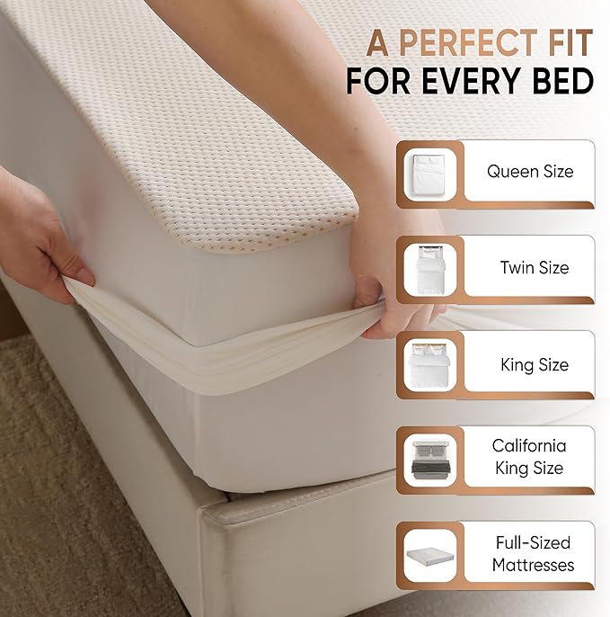 Deluxe Cooling Organic Percale Mattress Protector Twin XL Size - 100% Waterproof - Crisp, Breathable Percale Feel - OCS Certified 280GSM 3D Air-Knit Breathable Mattress Pad - Noiseless Deep Pocket