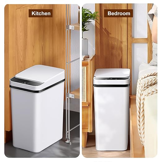Yatmung Skinny Trash Can Automatic Touchless - 4 Gallons Motion Sensor Bathroom Trash Can - Electric, Slim, Plastic - Narrow Garbage Can with Lid - Thin Smart Trash Bin - 15.5 Liters (White) - Image 6