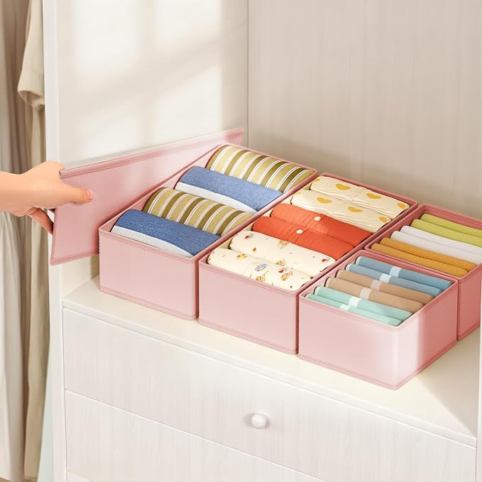DIMJ Drawer Organizer Clothes Storage - 18 Pack Baby Dresser Organizer for Nursery, Foldable Drawer Dividers for Bedroom Closet Organization, Fabric Storage Bins for Socks, Underwears, Bras - Image 7