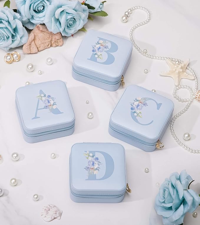 Enthralite Travel Jewelry Box for Gift: Traveling Jewelry Case for Girls Women - Mini Organizer for Necklaces Earrings Blue L - Image 7
