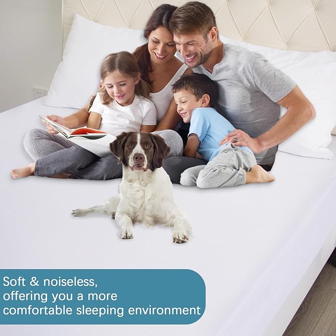 Waterproof Zippered Mattress Protector Queen (4/5/7/9Inches), Low Profile Mattress Protector, Fits for Amazon Basics & ZINUS Box Spring Mattress, 6 Sides Wrapping Zippered Mattress Encasement