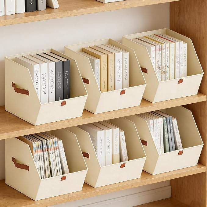 Homsorout Fabric Closet Storage Cubes - 6 Pack Square Storage Bins with Dual Handles for Clothes, Towels, Toys, Cube Storage Organizers for Bedroom, Nursery, Shelves, Closet, Small Spaces, Beige - Image 9