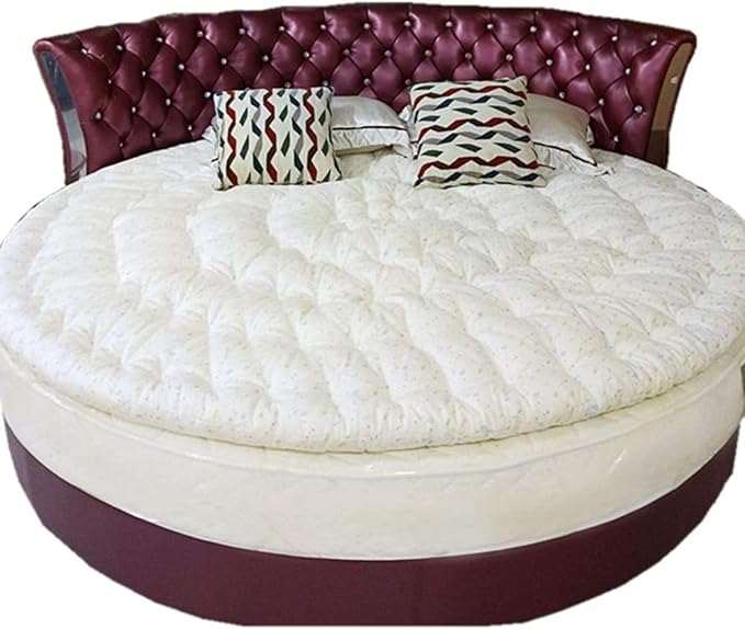 Round Mattress Topper with 100% Cotton Filling, Quilted Design Comfort Mattress Pad Ultra Soft Fluffy Mattress Protector,Diameter(83inch)