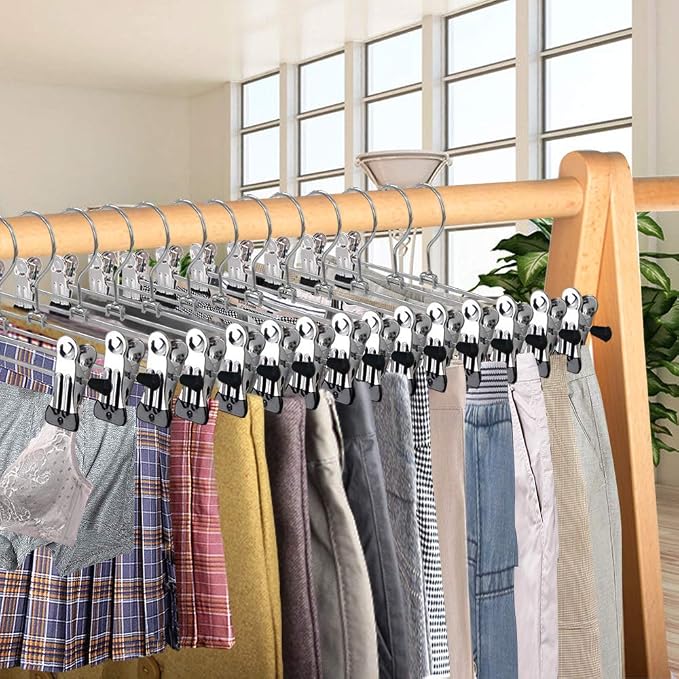 NORTHERN BROTHERS Pants Hangers with Clips, Heavy Duty 20 Pack, Adjustable Metal Pants Hanger, Skirt Hangers for Women Space Saving Hangers for Jeans Closet Organizers and Storage - Image 6