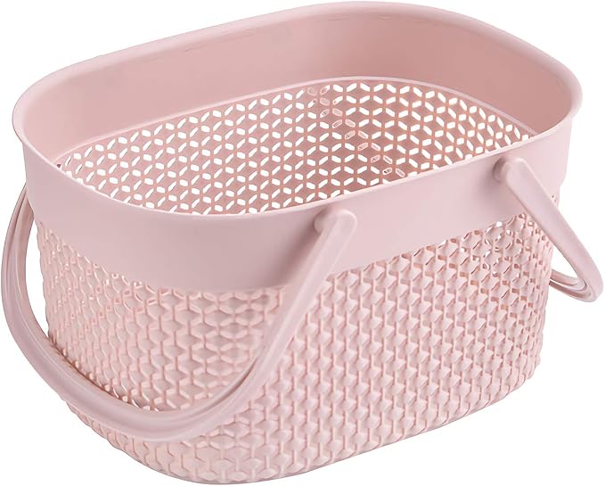 rejomiik Portable Shower Caddy Basket, Plastic Organizer Storage Tote with Handles Toiletry Bag Bin Box for Bathroom, College Dorm Room Essentials, Kitchen, Camp, Gym, Pink - Image 6