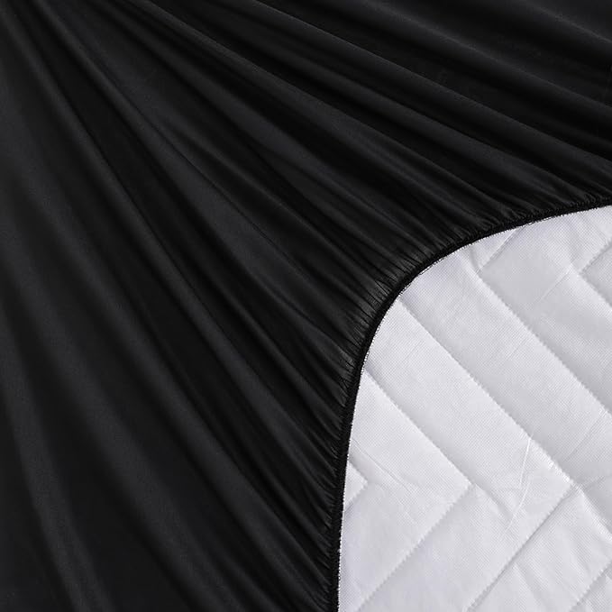 1 Pack Waterproof Mattress Protector, Quilted Mattress Pad with 15 Inch Deep Pocket, Soft Breathable Microfiber Surface, Machine Washable Bed Mattress Cover, Black