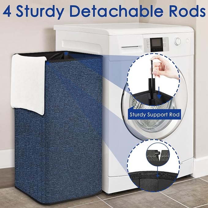 SNIGJAT Large Laundry Hamper, Tall Laundry Hamper with Sturdy Handles, Hampers for Laundry, Rectangular Dirty Clothes Hamper for Bedroom, Extra Large Laundry Basket for Clothes Toys, 80 L - Image 8