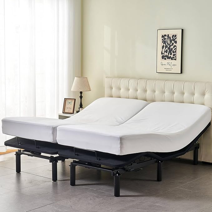 Kingnex Waterproof Split California King Mattress Protector for Adjustable Bed 2 Cali Twin XL 36x84 Soft Noiseless Jersey Fitted Matress Cover with Deep Pocket