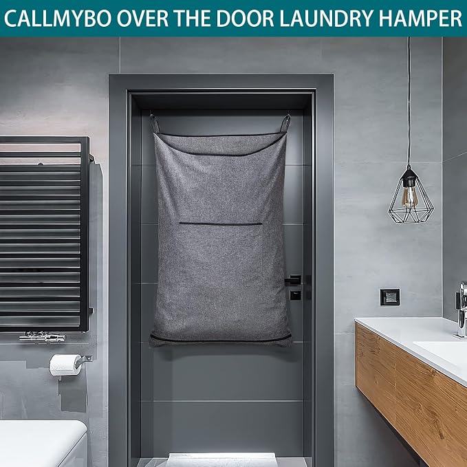 XL Hanging Hamper, Over The Door Hamper with Free Hanging Hooks, Space Saving Over Door Laundry Bag and Laundry Basket for Storage, 2 Pack, (36x22Inch Pop Heather Grey) - Image 10