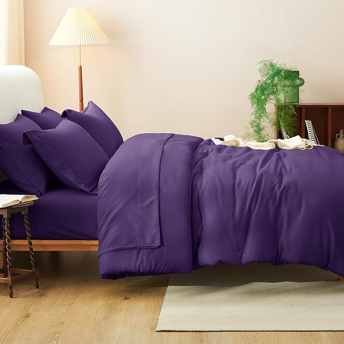 CozyLux Full Size Comforter Sets Purple, 7 Pieces Bed in a Bag Full Comforter Set with Sheets, Luxury Soft Bedding Set with Down Alternative Comforter, Fitted Sheet, Flat Sheet, Pillowcases & Shams