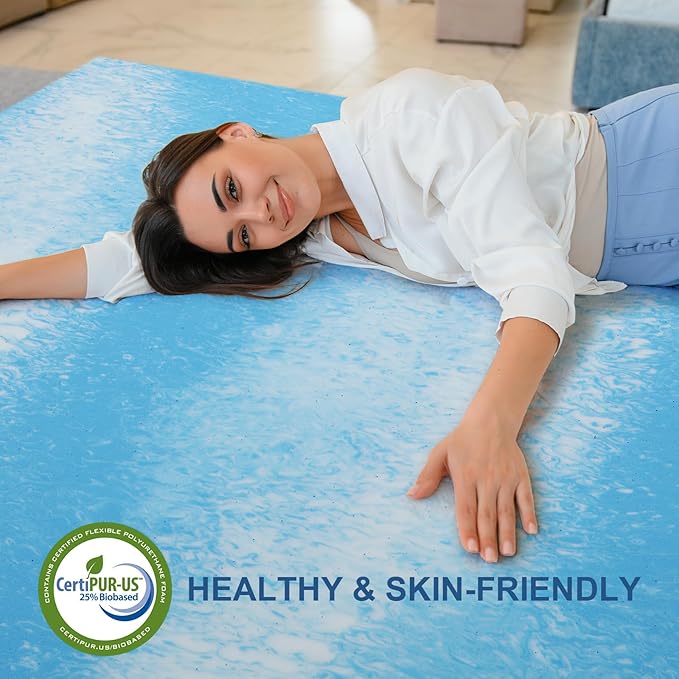 2 Inch Gel Memory Foam Mattress Topper, Queen Size Cooling Bed Topper for Back Pain & Pressure Relief