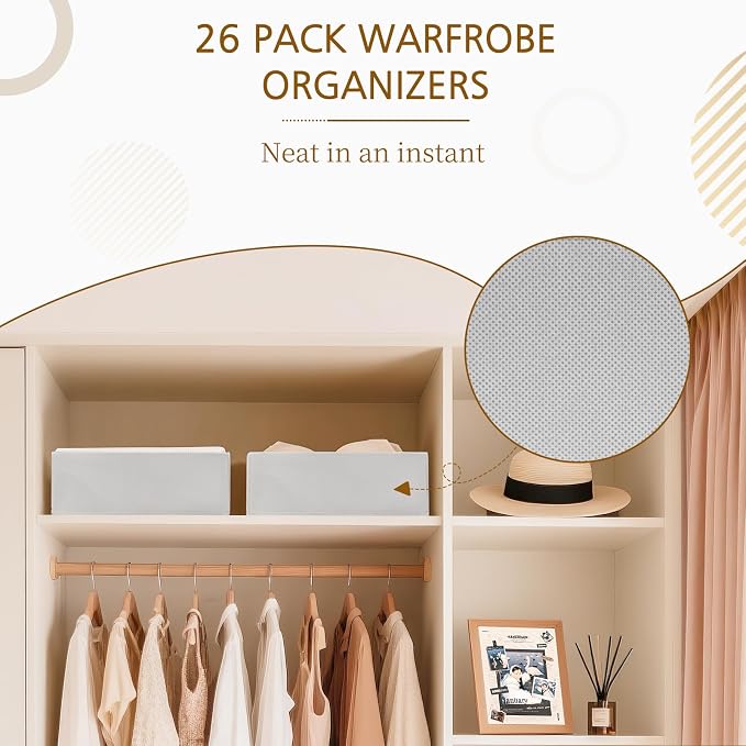 Criusia 26 Pack Drawer Organizer for Clothes, Foldable Dresser Dividers with 3 Sizes, Fabric Storage Bins – Gray - Image 9