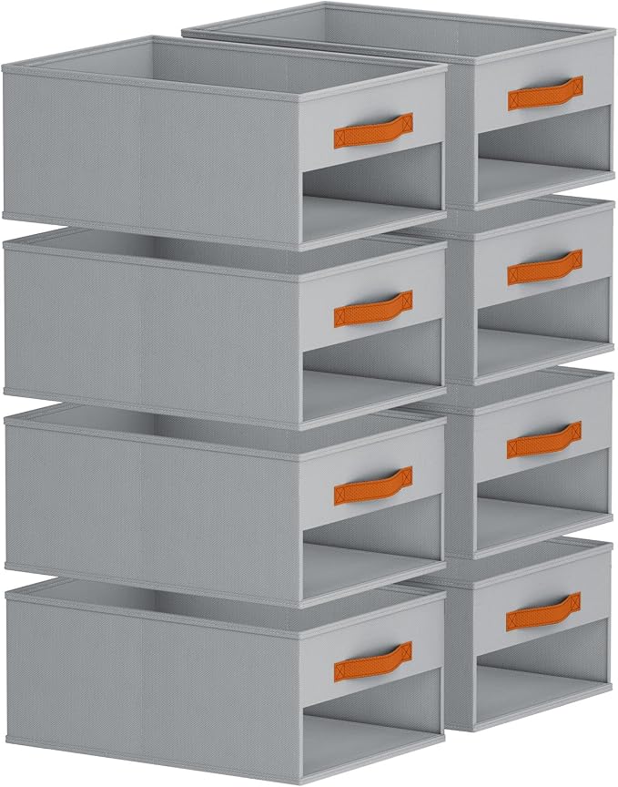Homsorout Drawer Organizers and Storage - 8 Pack Foldable Pants Organizer with Clear Window & Handles, Fabric Closet Organizer for Clothes, Jeans, Sweaters, Towels, T-shirt, Scarf (Grey) - Image 9