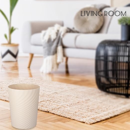 UUJOLY Plastic Small Trash Can Wastebasket, Garbage Container Basket for Bathrooms, Laundry Room, Kitchens, Offices, Kids Rooms, Dorms, (Beige, 1.8 Gallon) - Image 6
