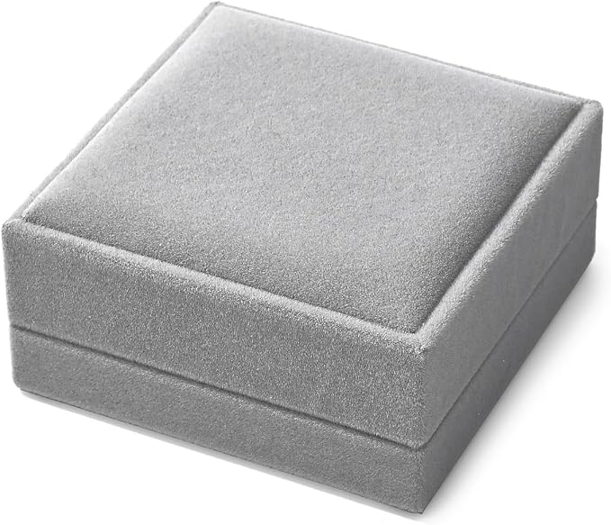 3 in 1 Velvet Jewelry Set Gift Box Earring Gift Box Ring Necklace Boxes Small Jewelry Storage Boxes for Travel Birthday Mother's Day Valentine's Day Gifts (Gray) - Image 9