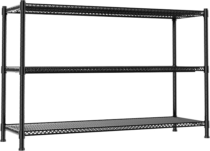 Heavy Duty Shelving, 47.6" H Garage Shelving Unit with Leveling Feet, 3-Tier Adjustable Garage Storage Shelves Metal Rack, Industrial Shelving for Warehaouse Storage, 60" W x 24" D x 47.6" H, Black - Image 8