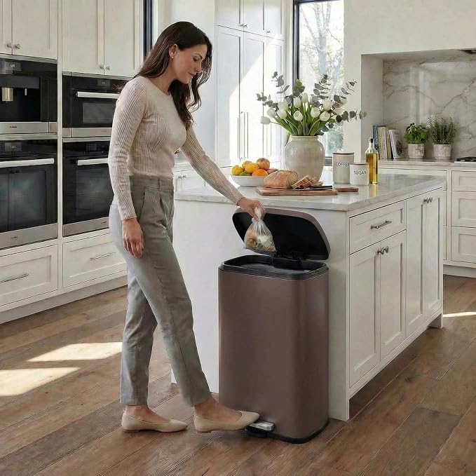 8 Gal Kitchen Trash Can, 30L Recycling or Garbage Bin, Brushed Stainless Steel Waste Basket, Soft&Quiet Close Dustbin, with Step-On Pedal, Removable Inner Bucket, for Home, Office, Living Room - Image 9