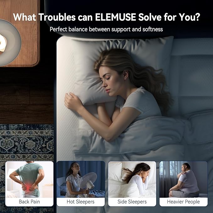 ELEMUSE Dual Layer 4 Inch Memory Foam Mattress Topper Twin Size, 2 Inch Cooling Gel Memory Foam and 2 Inch Soft Pillow Top Mattress Pad for Back Pain Relief