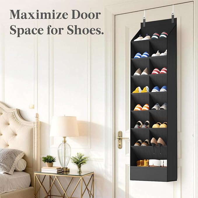 Lifewit 8 Tier Over the Door Shoe Organizer with 15 Large Deep Pockets, Fabric Hanging Shoes Shelf for Closet, Dorm Storage, Fit Up to 16 Pair Shoe Rack Holder for Sneakers, Boots, Black - Image 9