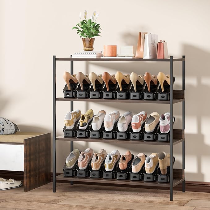Neprock Shoe Slots Organizer,Shoe Storage Organizer Shoe Rack for Closet Organization,Shoe Slots Organizer De Zapatos Shoe Hoder Space Saver for Entryway(12 Pack)(Black) - Image 7