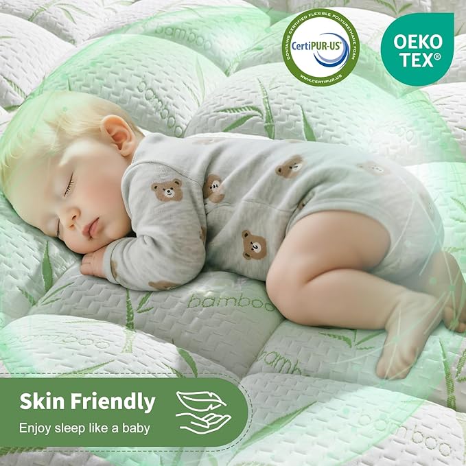 3 Inch Mattress Topper Queen Size - 1500GSM 3D+7D Down Alternative Fill,Viscose Made from bambu Cover,Cooling Extra Firm Pillow Top Mattress Pad for Back Pain with 6"-18" Deep Pocket (60"x80")