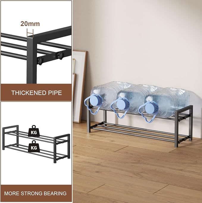 2-Tier Expandable Shoe Rack,Adjustable Shoe Shelf Storage Organizer Heavy Duty Metal Free Standing Shoe Rack for Entryway Closet Doorway (Black) - Image 7