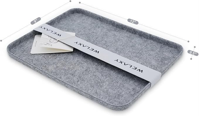Welaxy Felt deep Storage Bins lidded Drawer Organizer Caddy for junk stuff stationery makeup jewelry closet bathroom minimalist lifestyle (Gray Lid, M) - Image 8