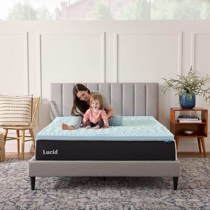 LUCID 2 Inch Gel Memory Foam Mattress Topper, Twin size – 5 Zones – Cooling Gel Infusion – CertiPur Certified Foam