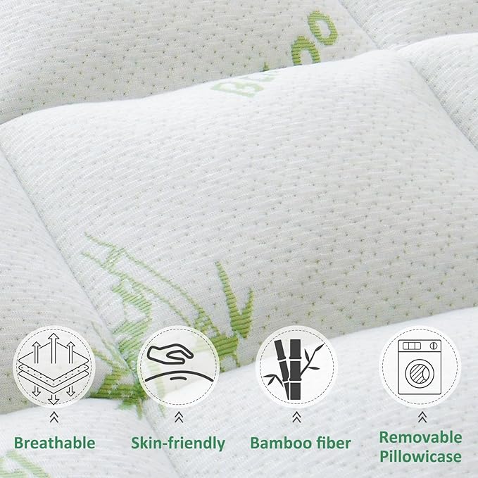 oaskys Mattress Topper King Size - Cooling Extra Thick Breathable Viscose Made from Bamboo Mattress pad - Soft Quilted Fitted Mattress Cover with Down Alternative Fill (8-21”Deep Pocket)