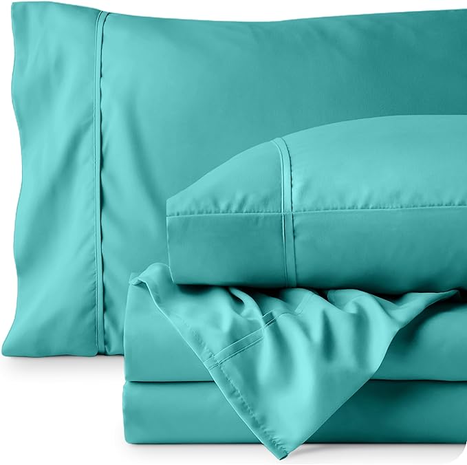 Bare Home Twin XL Sheet Set - 1800 Ultra-Soft Microfiber Twin Extra Long Bed Sheets - Double Brushed - Deep Pockets - Easy Fit - 3 Piece Set - Bedding Sheets & Pillowcases (Twin XL, Turquoise)