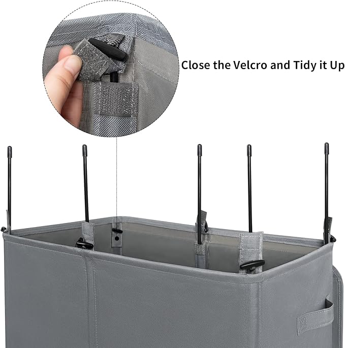 WOWLIVE 154L Double Laundry Hamper with Lid and Removable Laundry Bags, Large Dirty Clothes Hamper 2 section Collapsible Laundry Basket Dorm Room Storage for Bedroom, Bathroom, College,Grey - Image 7