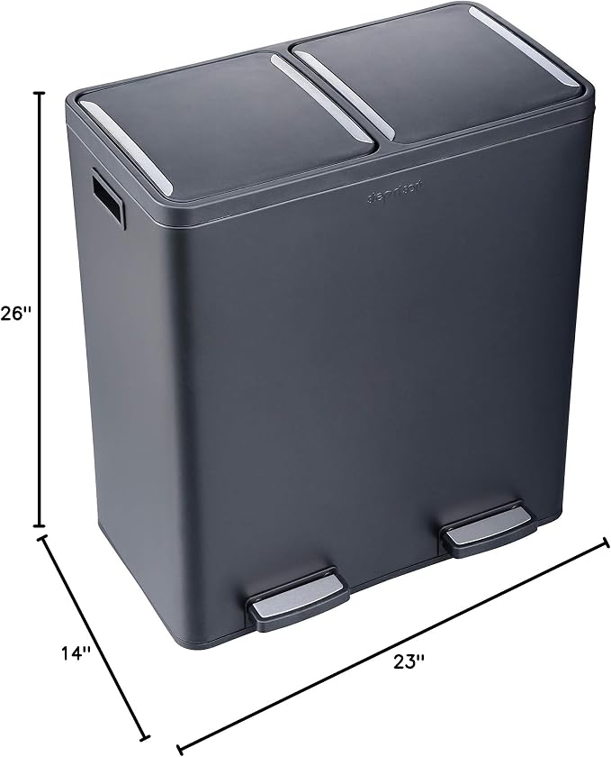 Step N' Sort The 18.5 Gallon Extra Large Capacity, Soft-Step, Dual Trash and Recycling Bin with Removable Inner Bins - Image 7