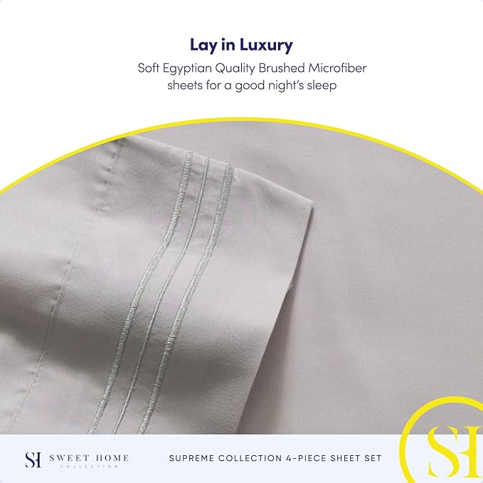 Full Size Sheet Sets - Breathable Luxury Sheets with Full Elastic & Secure Corner Straps Built In - 1800 Supreme Collection Extra Soft Deep Pocket Bedding Set, Sheet Set, Full, Silver