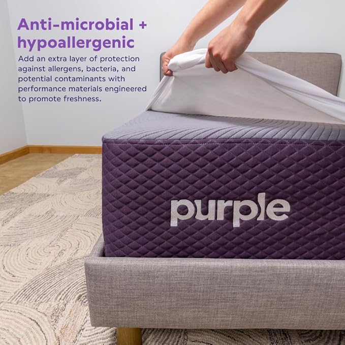 Purple Deep Pocket Waterproof Mattress Protector - Split King Size, Fits Mattresses 15.5" - 20" - Durable Protection with Comfort-First Design for All Mattress Types