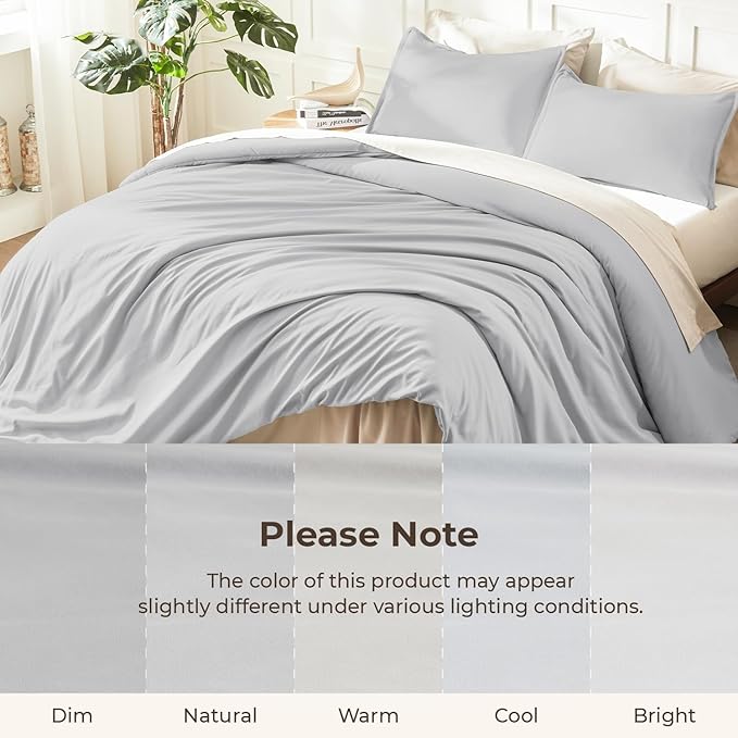 Litanika Oversized King Comforters Light Grey Super King Size, 3 Pieces Lightweight Solid Bedding Comforter Set, All Season Fluffy Bed Set (120x120In Comforter & 2 Pillowcases)