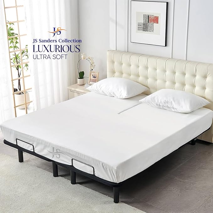 Flex Head California King Waterproof Mattress Protector for Sleep Number Adjustable Beds, 100% Terry Cotton, Fitted Style 39" Half Split Mattress Cover, Fits Upto 18 Inch Deep Pocket, 72" x 84, White