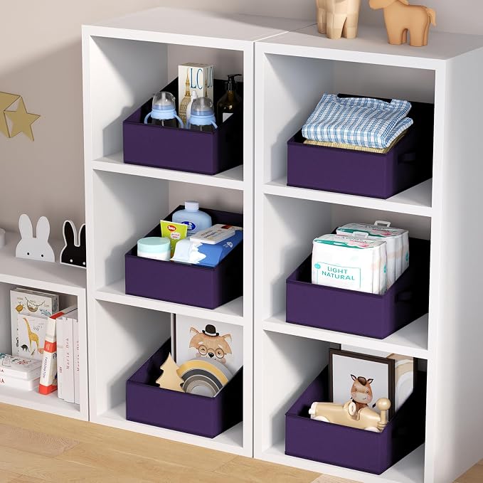 DIMJ Closet Storage Bins 10 Pack - Fabric Storage Baskets for Shelves, Collapsible Clothes Organizer with Handles, Trapezoid Shelf Organization Storage Cubes for Purse, Toys, Books, Towel, Clothes - Image 6