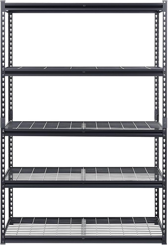VEVOR Storage Shelves, 3000 lbs, 5 Tier Heavy Duty Garage Shelving, 24" D x 48" W x 72" H Adjustable Metal Shelves for Industrial Shelving Unit Utility Shelf, for Kitchen, Warehouse, Basement, Black - Image 9
