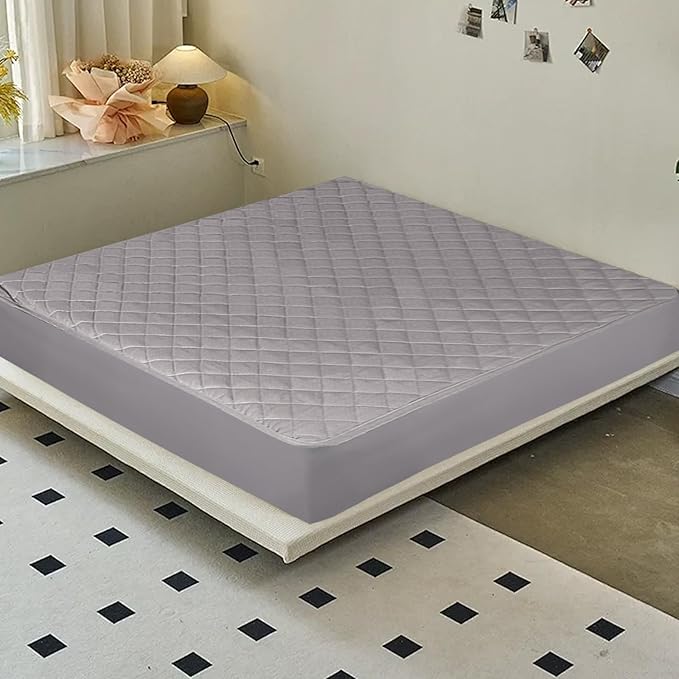 Queen Mattress Pad Soft Quilted Air Mattress Topper, Breathable and Noiseless Mattress Cover with Deep Pocket Fits up to 23 Inch Mattress, Grey