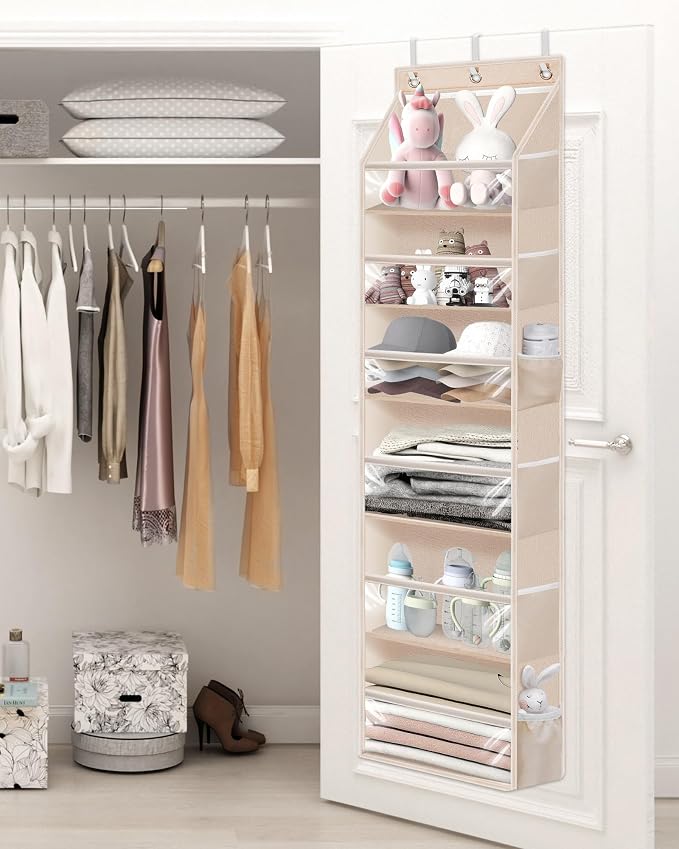 STORAGE MANIAC Over the Door Organizer Large Capacity Hanging Organizer, Clear Deep Pockets Behind Door Closet Organizer and Storage for Nursery, Bathroom, Bedroom, Pantry, 1 Pack Oat Beige - Image 8
