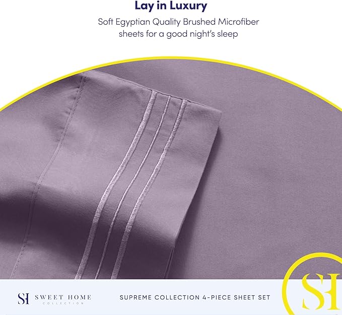Twin Sheets - Breathable Luxury Sheets with Full Elastic & Secure Corner Straps Built In - 1800 Supreme Collection Extra Soft Deep Pocket Bedding Set, Sheet Set, Twin, Plum